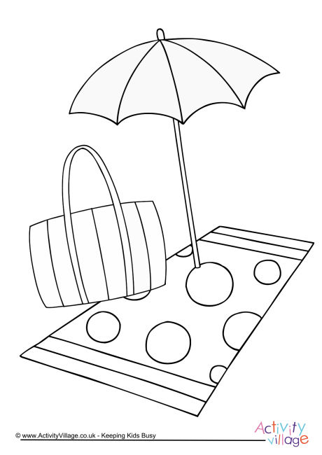 Beach colouring page