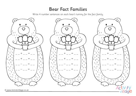 Bear fact families blank