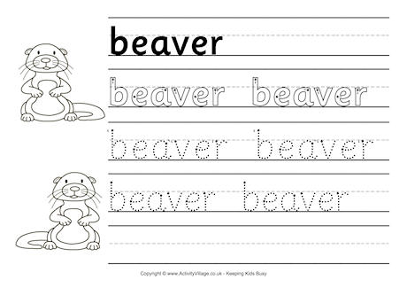 Beaver handwriting worksheet