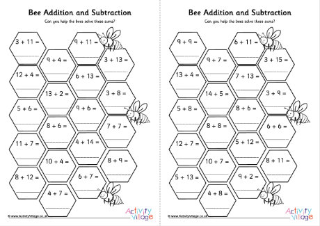 Bee hive adding and subtracting within 20