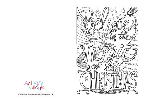 Believe in the magic of Christmas colouring card