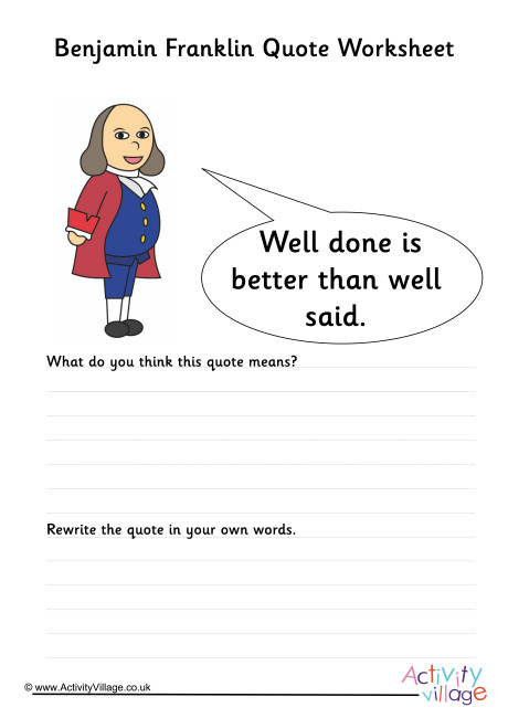 Benjamin Franklin Quote Worksheet