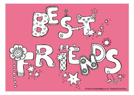 Best friends colouring page 2