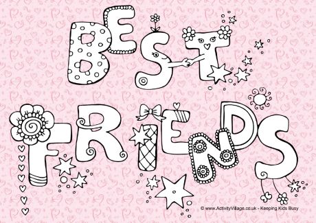 Best friends colouring page 3