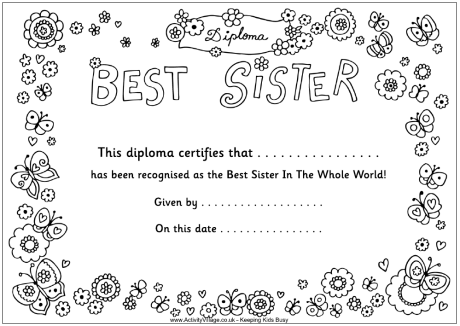 Best sister diploma