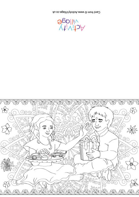 Bhai Dooj colouring card 1
