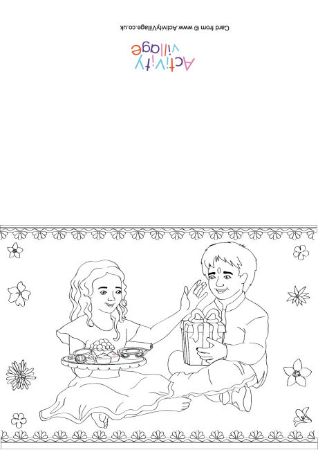 Bhai Dooj colouring card 2