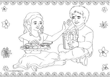 Bhai Dooj colouring page 2