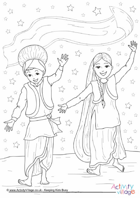 Bhangra dance colouring page
