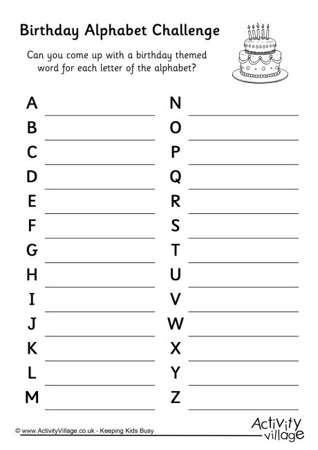 Birthday Alphabet Challenge Birthday Alphabet Challenge