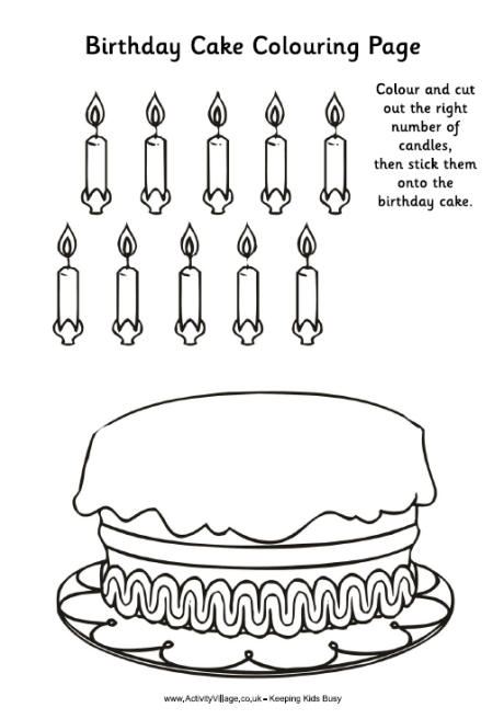 Birthday cake colouring activity