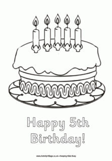 Birthday Colouring Pages