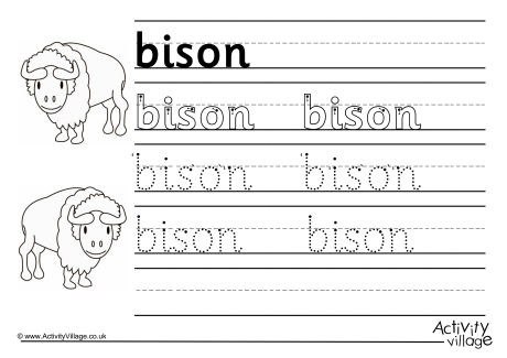 Bison Handwriting Worksheet
