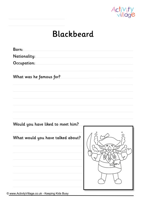 Blackbeard Worksheet Blackbeard Worksheet