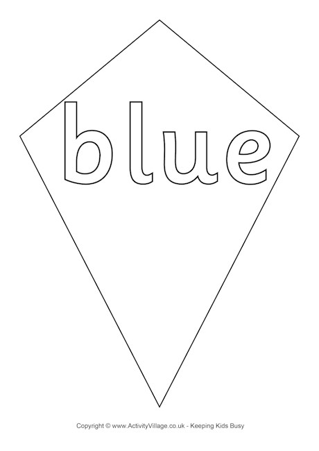 Blue colouring kite page