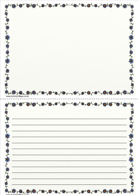 Blue Flower Writing Frame 2