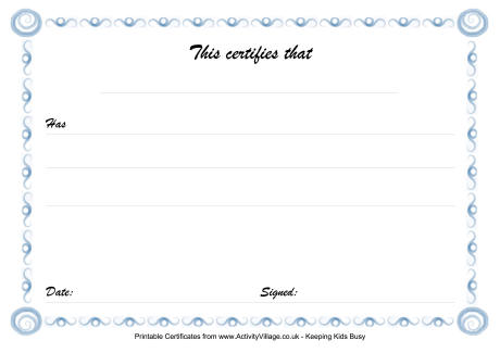 Blue motif certificate