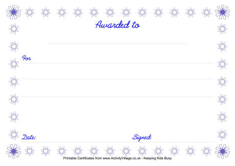 Blue snowflake certificate