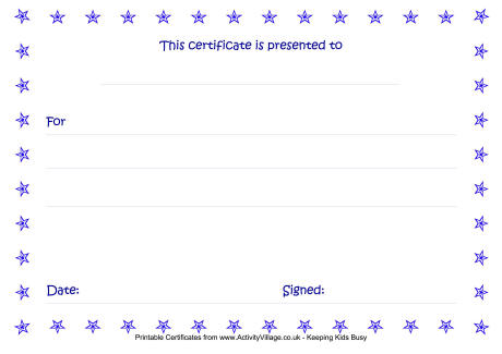 Blue star certificate