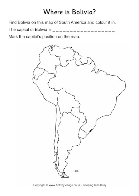 Bolivia location worksheet