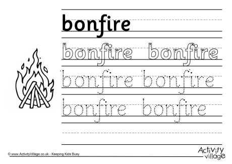 Bonfire handwriting worksheet