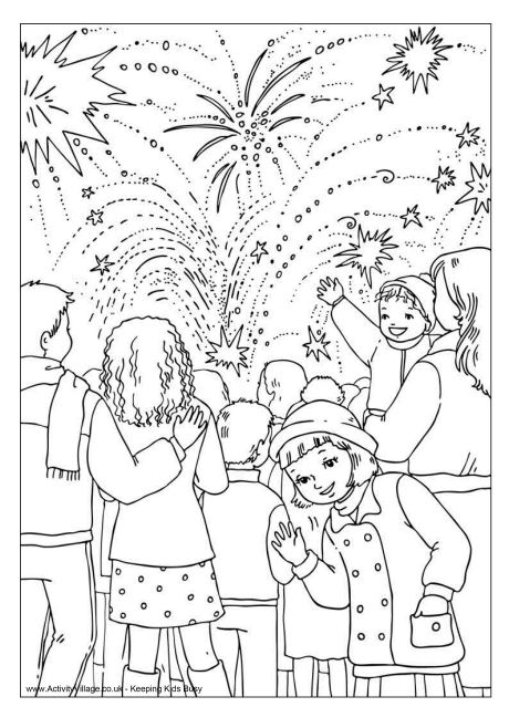 Bonfire night colouring page 2