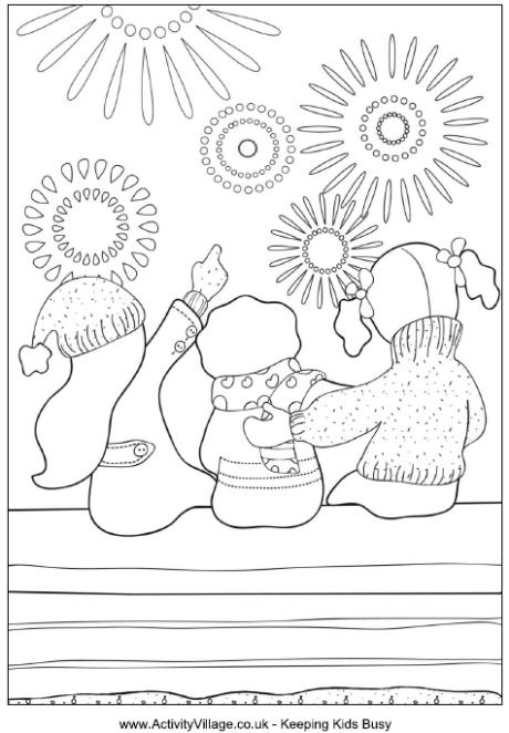 Bonfire night colouring page 3