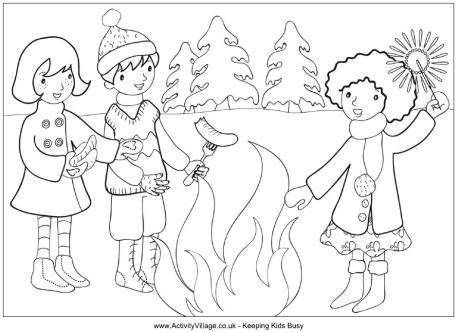 Bonfire night colouring page 4