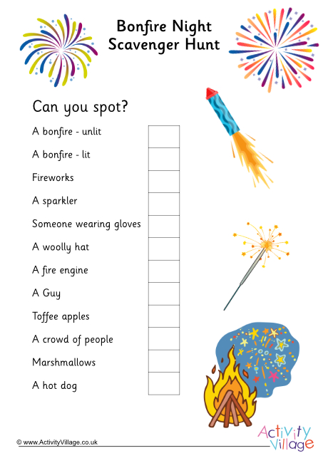 Bonfire Night ccavenger hunt