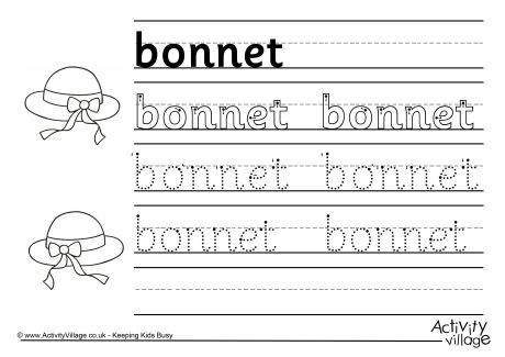 Bonnet handwriting worksheet