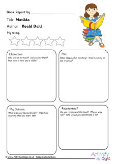 character book report template