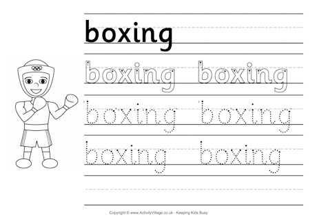 Boxing handwriting worksheet