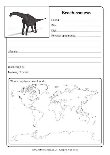 Brachiosaurus worksheet