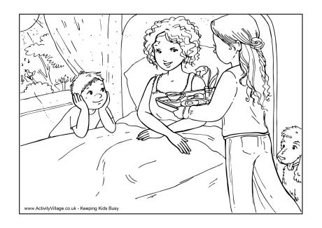 Breakfast in bed colouring page