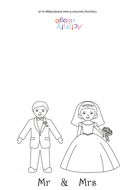 Bride and groom colouring card