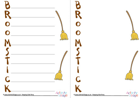 Broomstick Acrostic Poem Printable