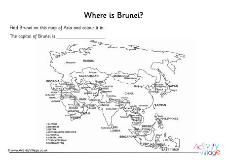Brunei Location Worksheet Brunei Location Worksheet