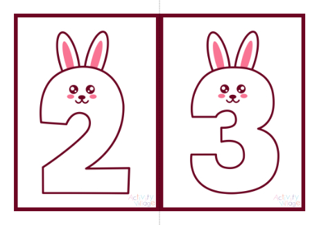 Bunny number cards - large