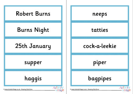 Burns Night word cards