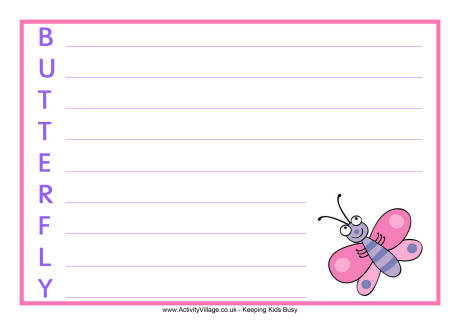Butterfly acrostic poem printable