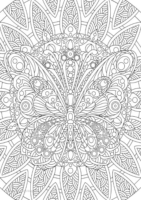 Butterfly doodle colouring page 2