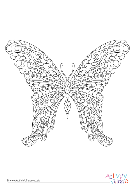 Butterfly doodle colouring page 4 Butterfly doodle colouring page 4