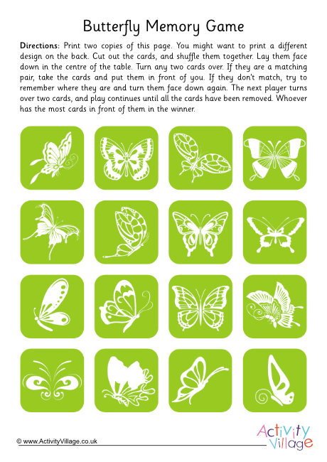 Butterfly memory game