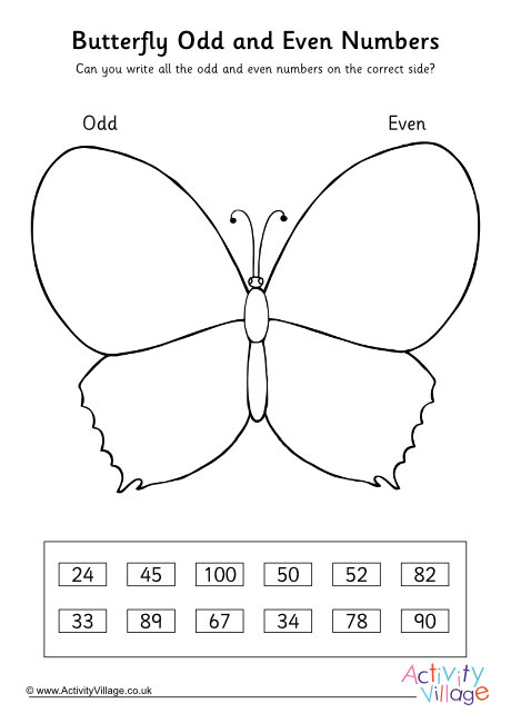 Butterfly odd and even numbers 2