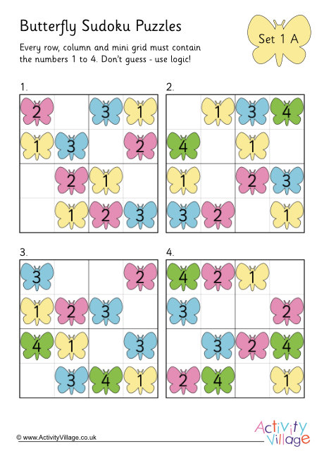 Butterfly sudoku 1 Butterfly sudoku 1
