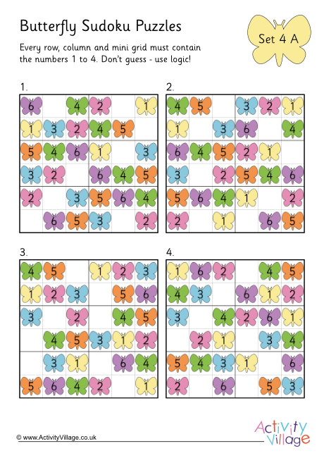 Butterfly sudoku 4 Butterfly sudoku 4