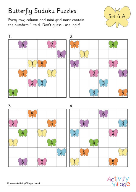Butterfly sudoku 6 Butterfly sudoku 6