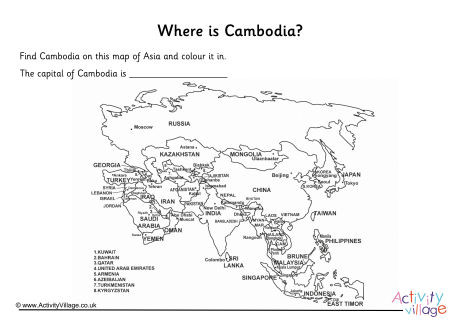 Cambodia Location Worksheet Cambodia Location Worksheet
