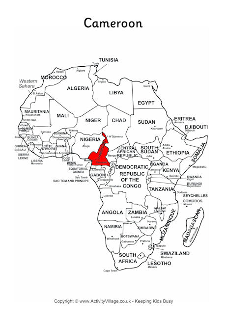 Cameroon on map of Africa