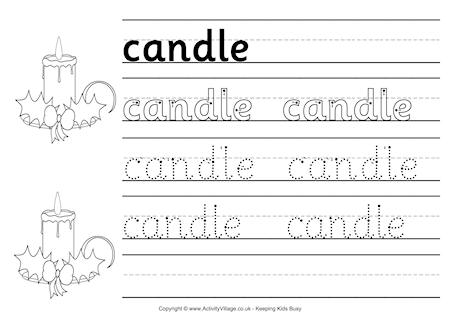 Candle handwriting worksheet
